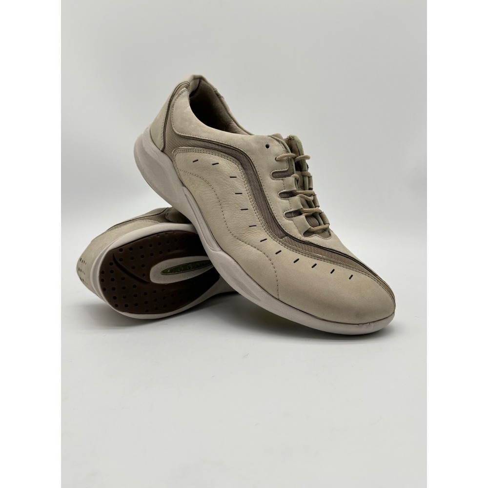 Clarks Wave Walk Beige Leather Walking Sneakers Shoes 87830 Womens 11W Wide